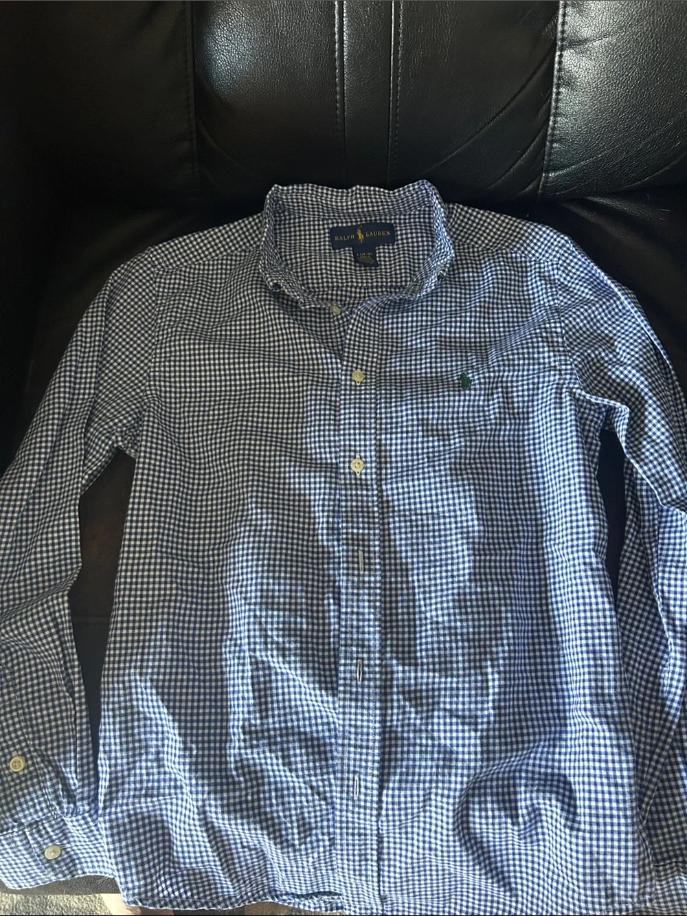 Ralph Lauren Blue & White Gingham Button-Down Shirt